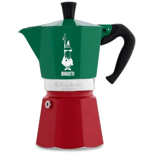 Bialetti Moka Express Stovetop Espresso Maker Tricolor Italia - 6 Cups