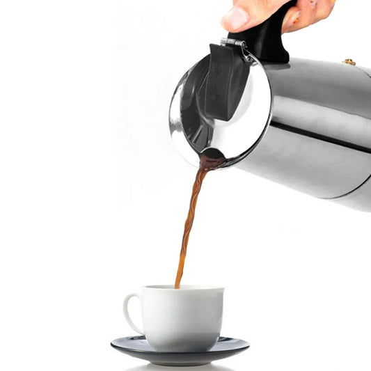 Delaman Stainless Steel Stovetop Coffee Maker Moka Pot for Induction Electric Ceramic Stove