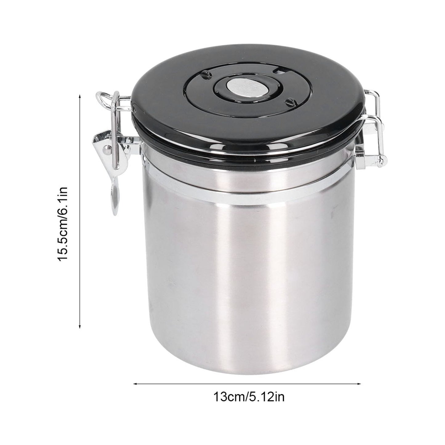 Airtight Coffee Canister, Stainless Steel Container For The Kitchen, Coffee Ground Vault Jar With Valve, Tea Coffee Sugar, Extra Coffee Spoon, 50Oz
