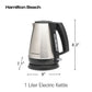 Hamilton Beach 1 Liter Electric Kettle, Stainless Steel and Black, New, 40901F