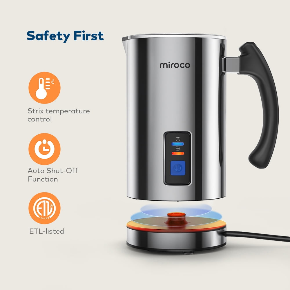 Miroco Milk Frother, Automatic Stainless Steel Foam Maker with Hot &Cold Milk Functionality,Silver