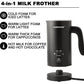 Farberware 10 oz Electric Milk Frother 4 in 1 Automatic Foam Maker , Black