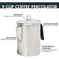 Primula Today Aluminum Stove Top Percolator Maker Durable, Brew Coffee On Stovetop, 9 Cup
