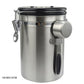 Airtight Coffee Canister Stainless Steel Container Coffee Ground Vault Jar with Valve for Kitchen New.