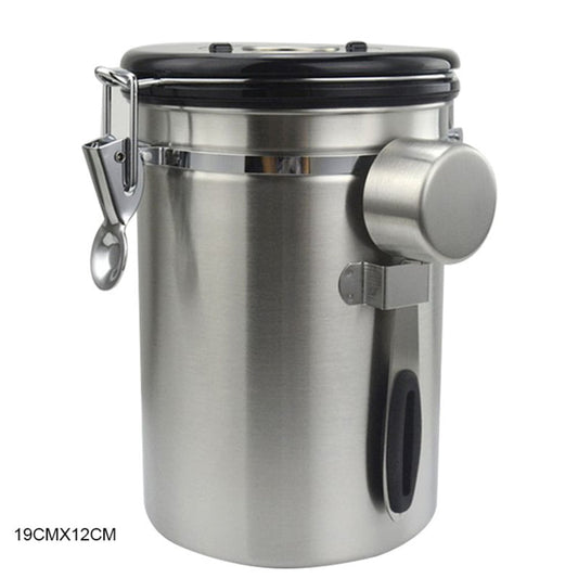 Airtight Coffee Canister Stainless Steel Container Coffee Ground Vault Jar with Valve for Kitchen New.
