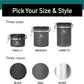 Coffee Gator Stainless Steel Coffee Storage Canister with Date-Tracker, CO2-Release Valve and Measuring Scoop, Large, Black