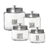 Anchor Hocking Clear Glass Farmhouse Montana Food Storage Jars, 4 Piece Set