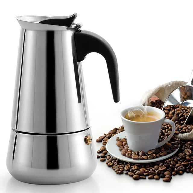 Delaman Stainless Steel Stovetop Coffee Maker Moka Pot for Induction Electric Ceramic Stove